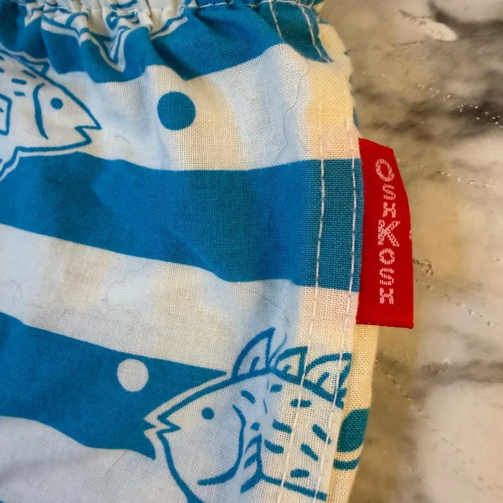 Vintage OshKosh Bgosh Kids Size 7 Blue White Striped Fish Swim Trunks USA Made